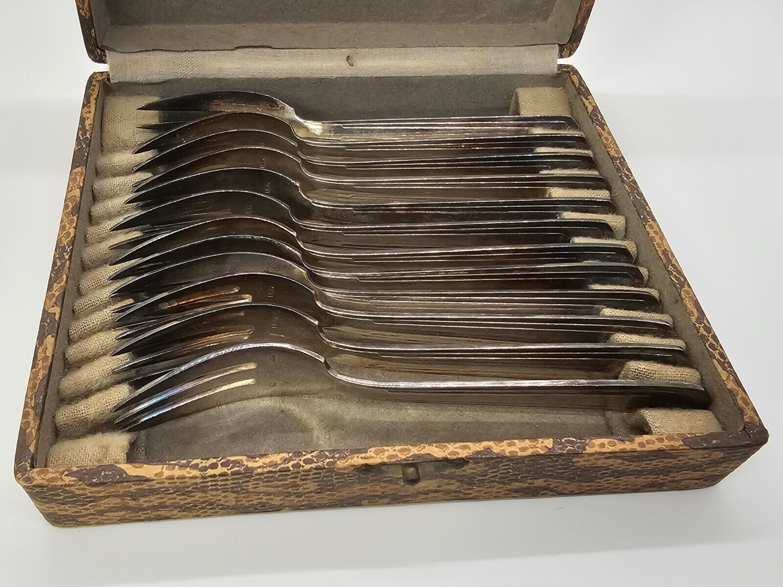 Puiforcat? Antique French Silver Plated? Fork Set Of 12. Hallmarked 1 Ounce Each