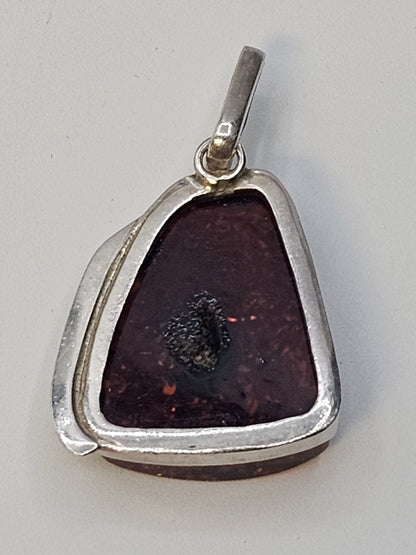 Vtg Natural Baltic Amber Gemstone 925 Sterling Silver Jewelry Pendant 2 In Long