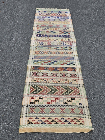 Vtg Native American Handmade Tribal Rug Runner Handwoven 9 Foot (116") Long