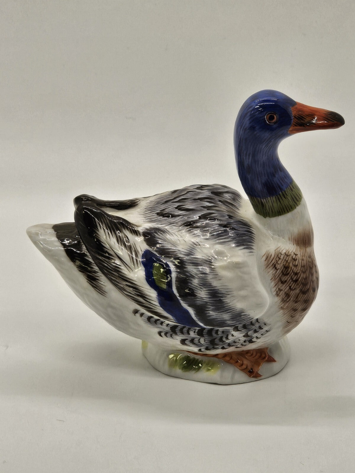 Vtg Meissen Mallard Duck Porcelain Figurine 4.5" Long Colorful