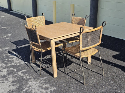 Ched Berenguer Topacio Rattan & Iron Strap Chairs W MCM McGuire Oak Table