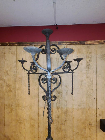 Hand Forged Wrought Iron Floor Candelabra (97" tall x 32" wide)
