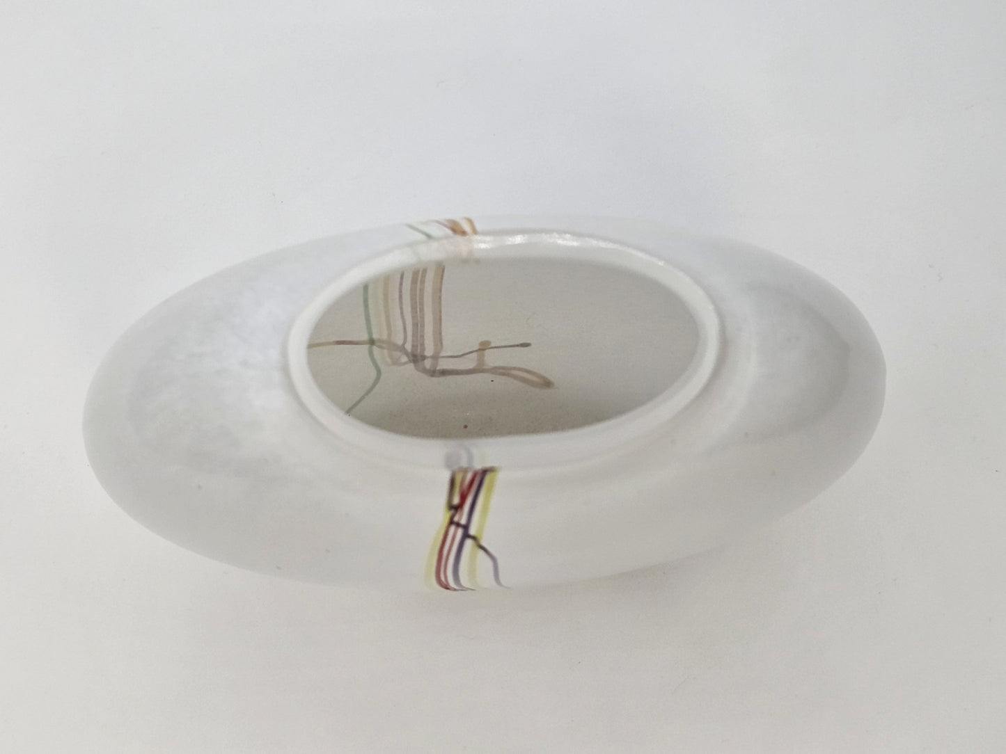 Kosta Boda Swedish Art Glass Rainbow Vase Bertil Vallien Vintage Signed 5.5 In T