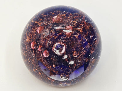 Vintage Glass Eye Studio Orion's Belt Paperweight Cobalt Blue Purple Clear Rose
