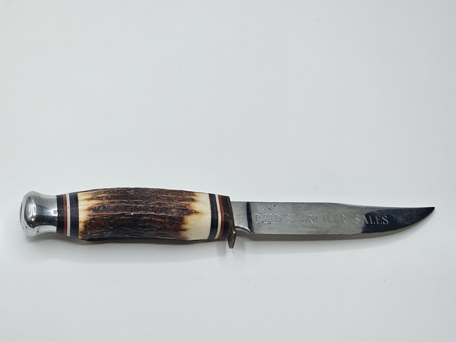 Rostfrei Solingen Germany Stag Horn Hunting Knife Engraved Blade Advertising 8" 