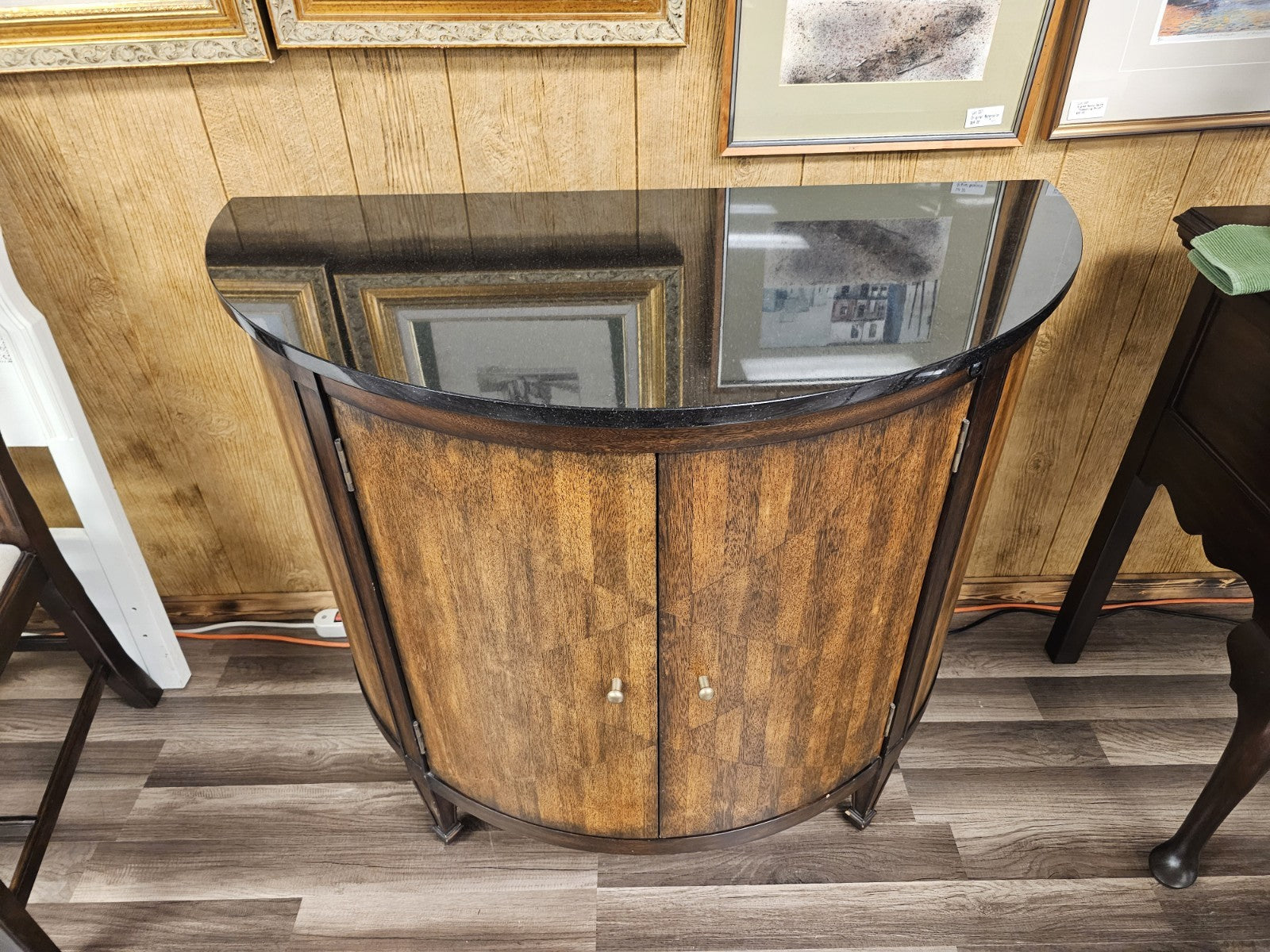 Modern Demi Lune Console Cabinet W Slate Marble Top By Theodore Alexander?