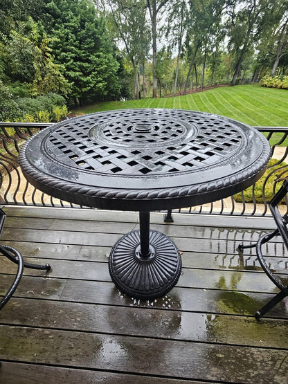 Gensun Grand Terrace Outdoor Cast Aluminum Pub Table & 2 Stools Chairs