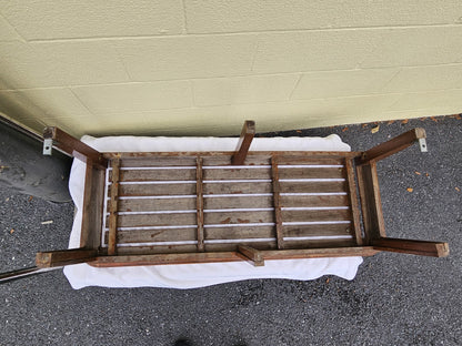 Mid Century Modern Teak Slat Boat Bench Vintage Wood Coffee Conversation Table 