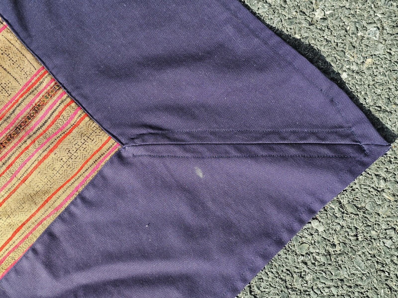 Vtg Tribal Indian Patchwork Quilt & Pillow Set Hand Stitched 99in X 96in 