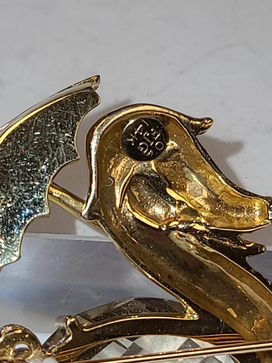 14kt Yellow Gold FJG Duck Pin Brooch with Large Smoky Quartz Stone