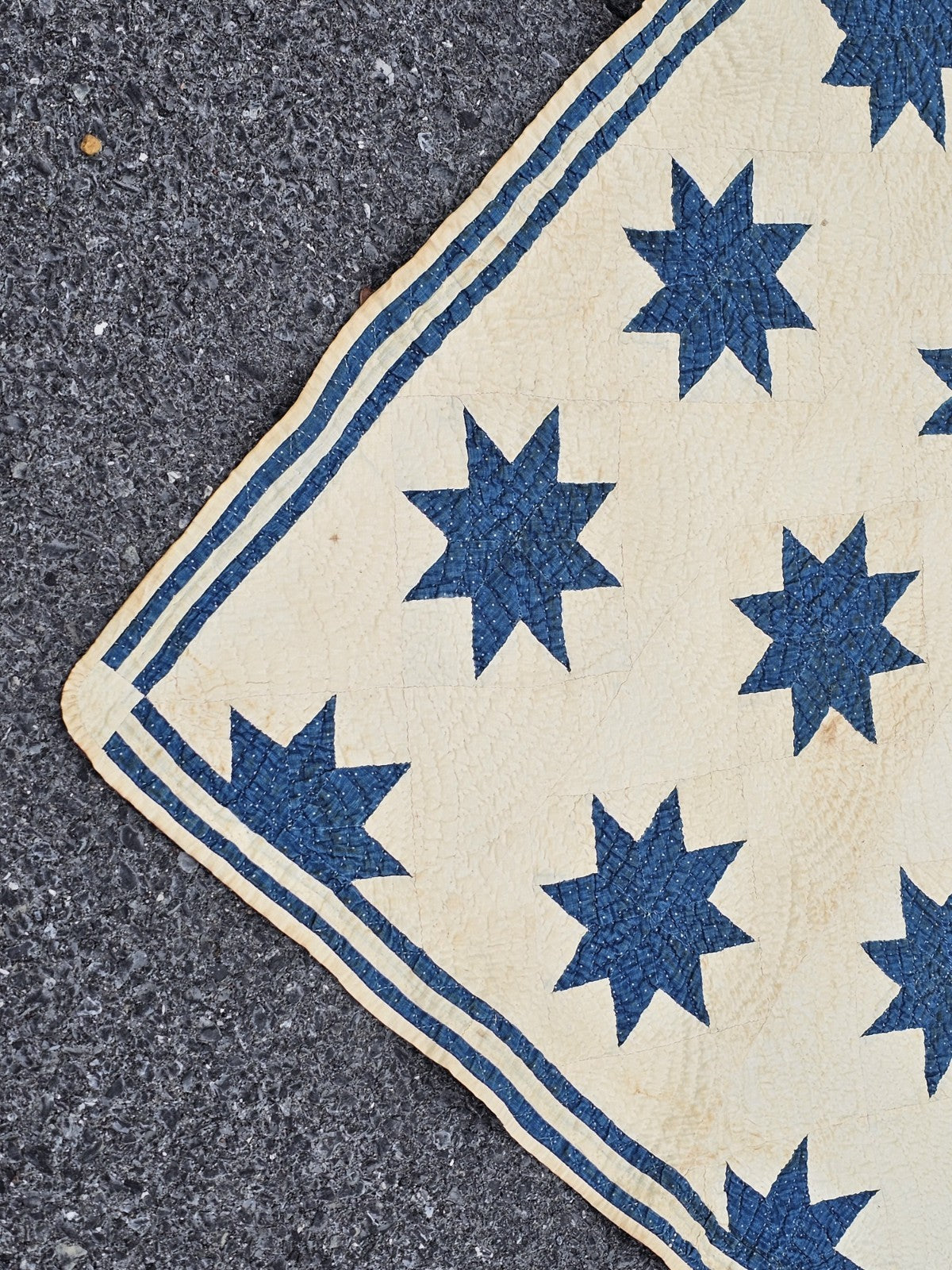 19th Century Antique Circa 1850 Floating 8 Point Star Lap Americana Quit 63 X 72
