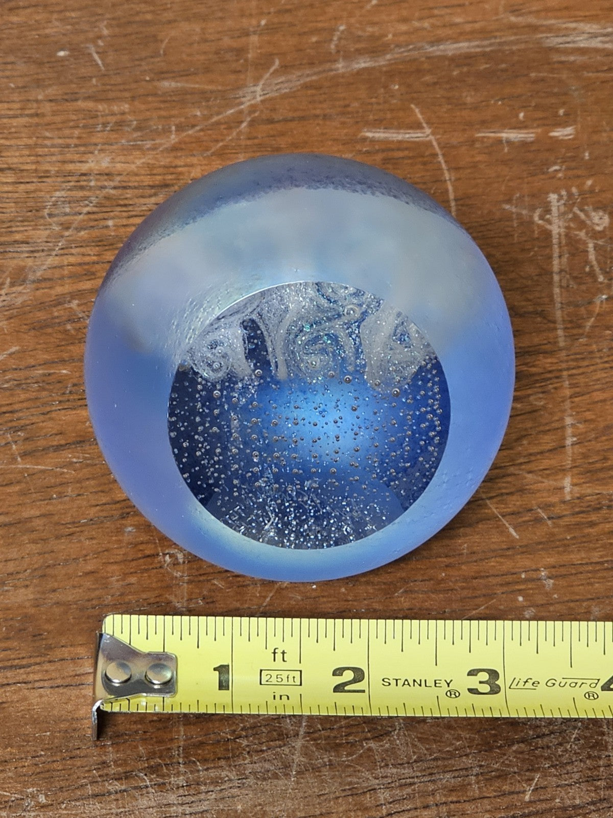 Signed April Showers Iridescent Blue Green Purple Paperweight 3 In Rain Clouds