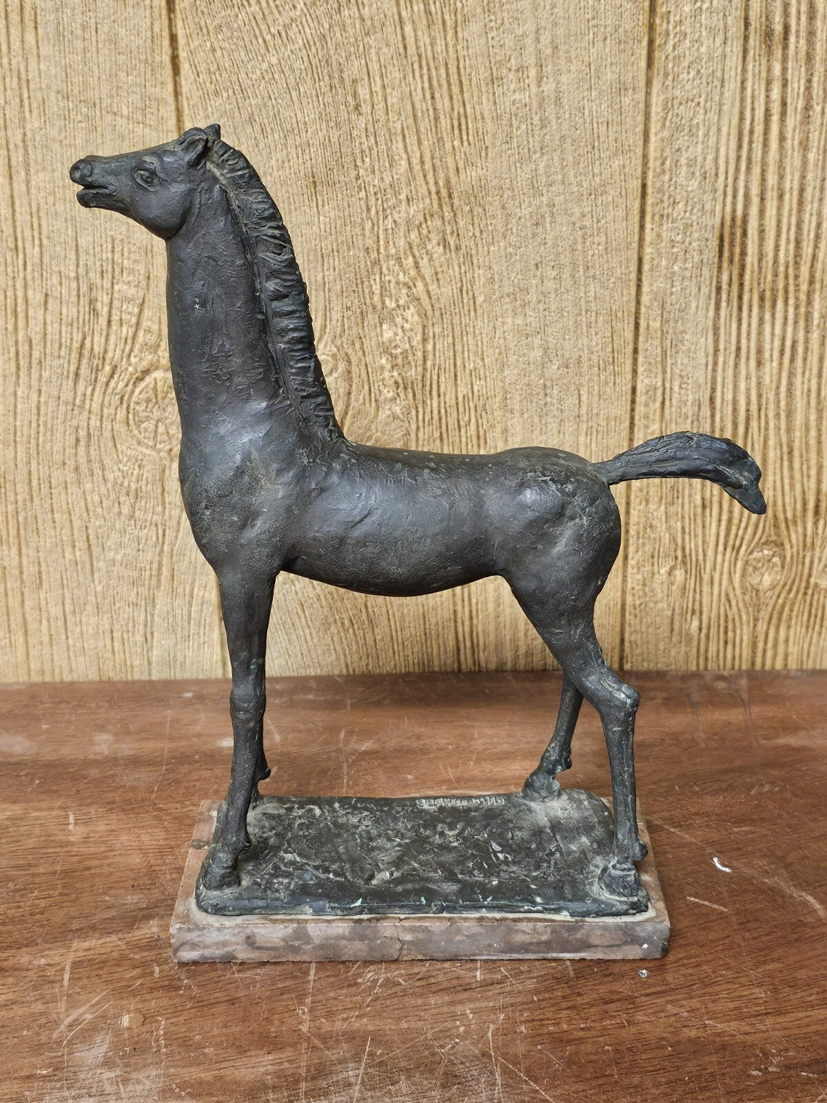 Vtg MCM Modernist Figural Bronze Horse By Pino Conte Italian "Cavallo" 14.5" T