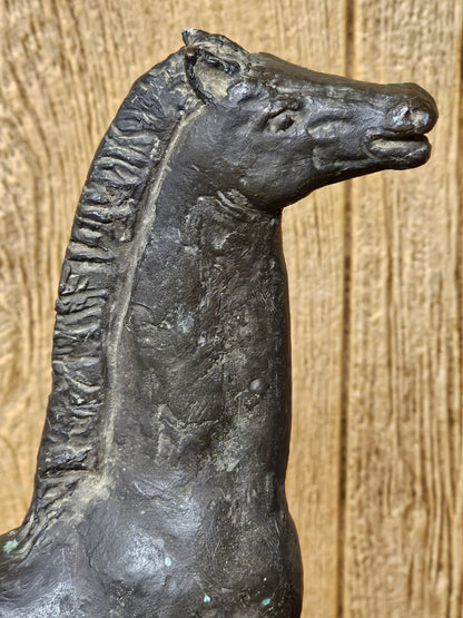 Vtg MCM Modernist Figural Bronze Horse By Pino Conte Italian "Cavallo" 14.5" T