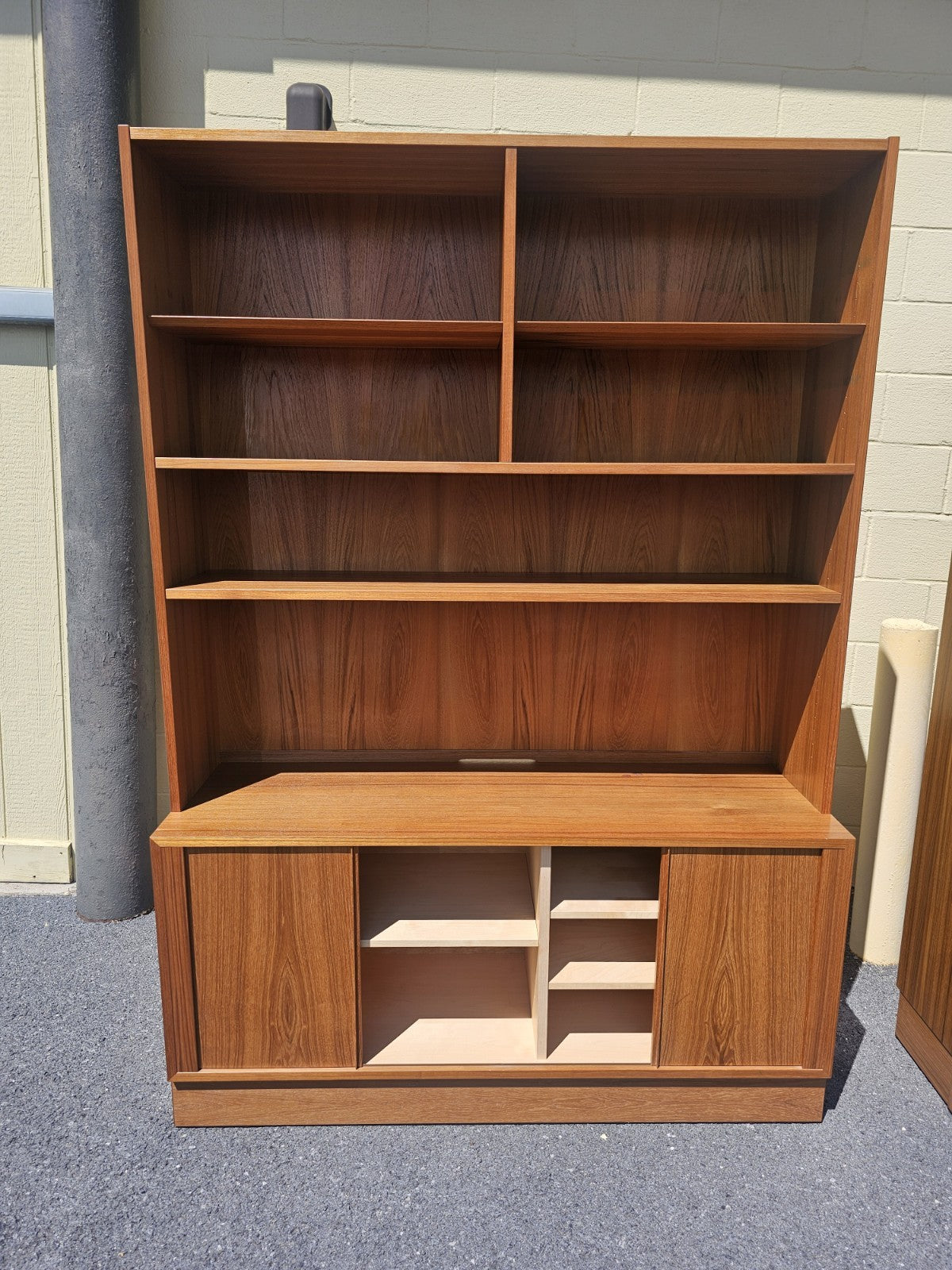 MCM Danish Teak Bookcases Shelving Modular By Poul Hundevad Tambour Doors