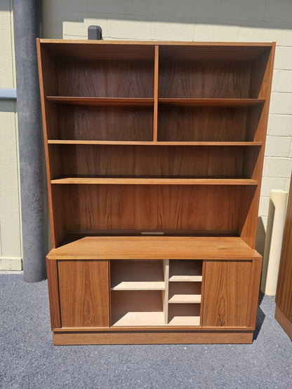 MCM Danish Teak Bookcases Shelving Modular By Poul Hundevad Tambour Doors
