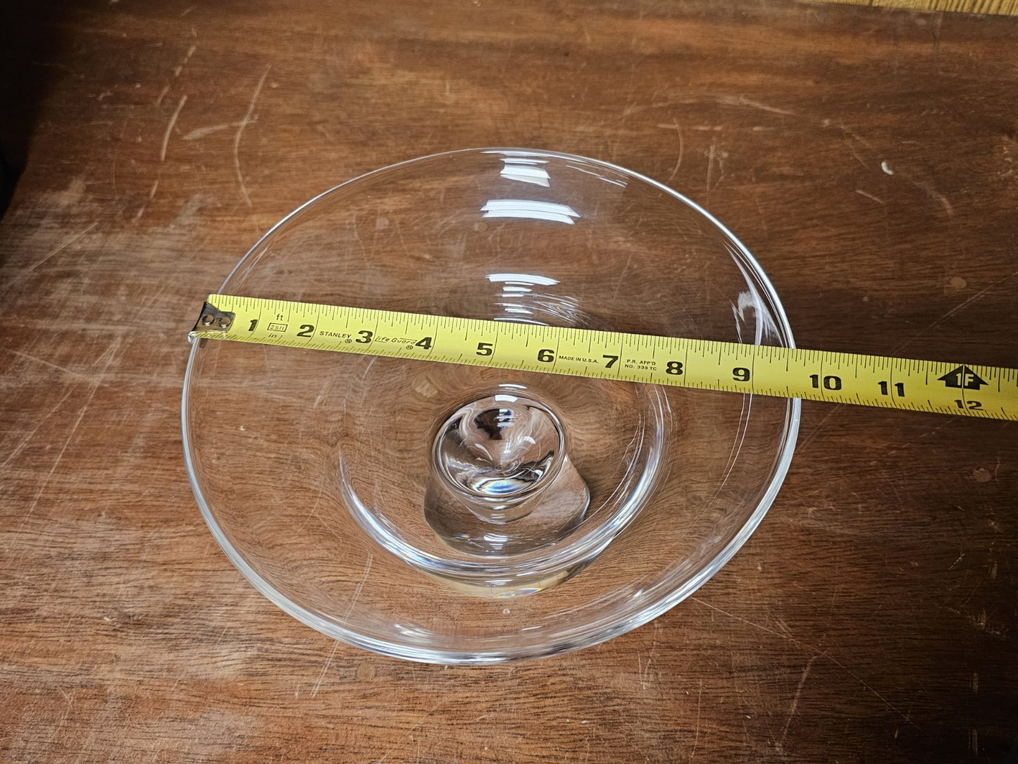Steuben Signed Crystal Glass Cloud Pedestal Bowl Centerpiece 6.25 In Tall