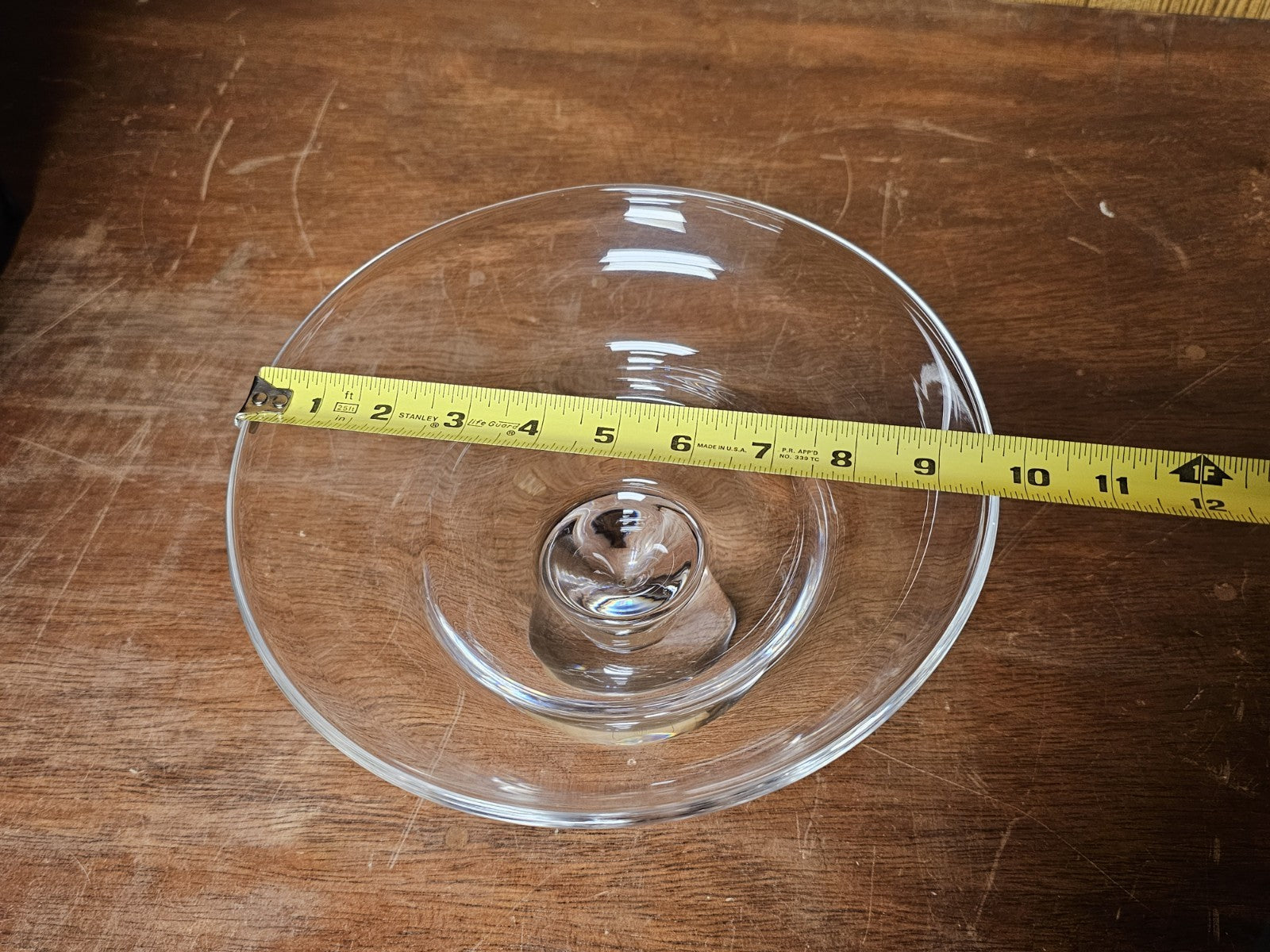 Steuben Signed Crystal Glass Cloud Pedestal Bowl Centerpiece 6.25 In Tall