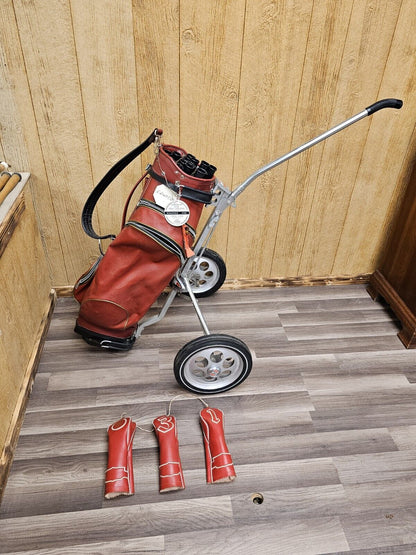 Vintage 1960s 1970s David Allen Tournament Golf Club Set & Bag Red AWESOME!