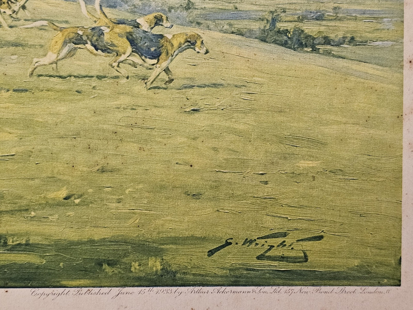 Vtg George Wright Fox Hunt Scene "Forrard Away" Print 1933