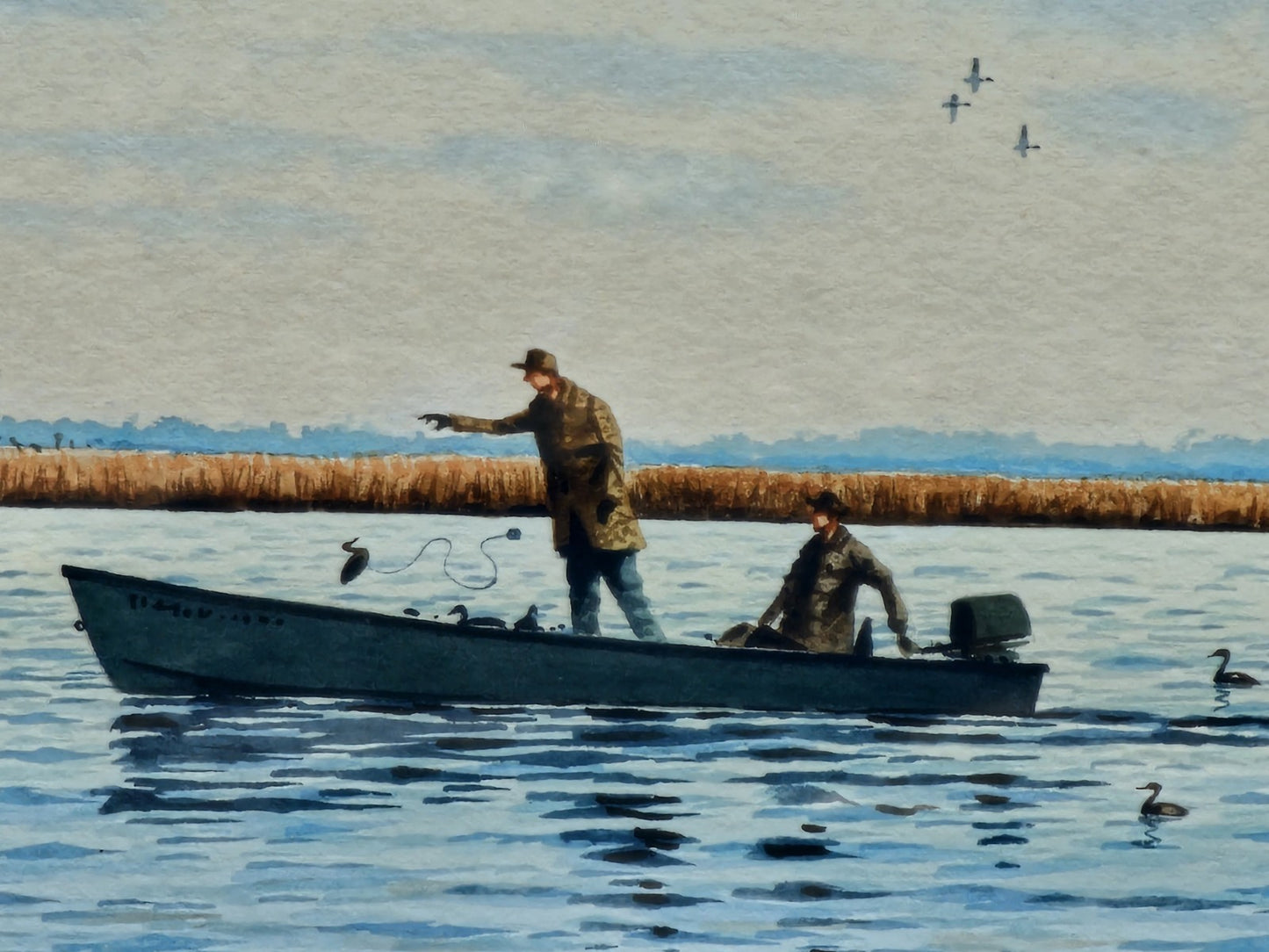 Original Watercolor Painting Of Ducks Chesapeake Bay MD C Keith Whitelock