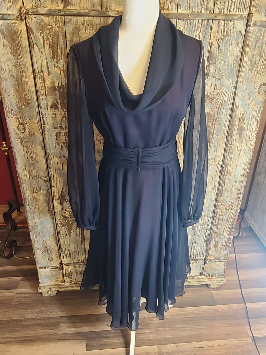 Vintage 60's Custom Made Midnight Blue Cocktail Summer Prom Dress