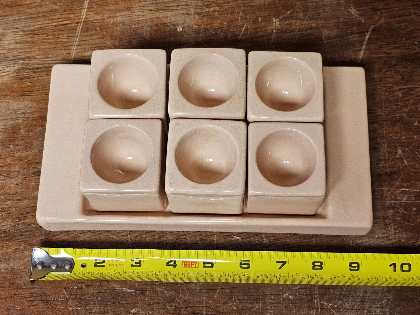 Antique Villeroy & Bach Ceramic Egg Holder Light Pink Peach In Color 9.25" Long