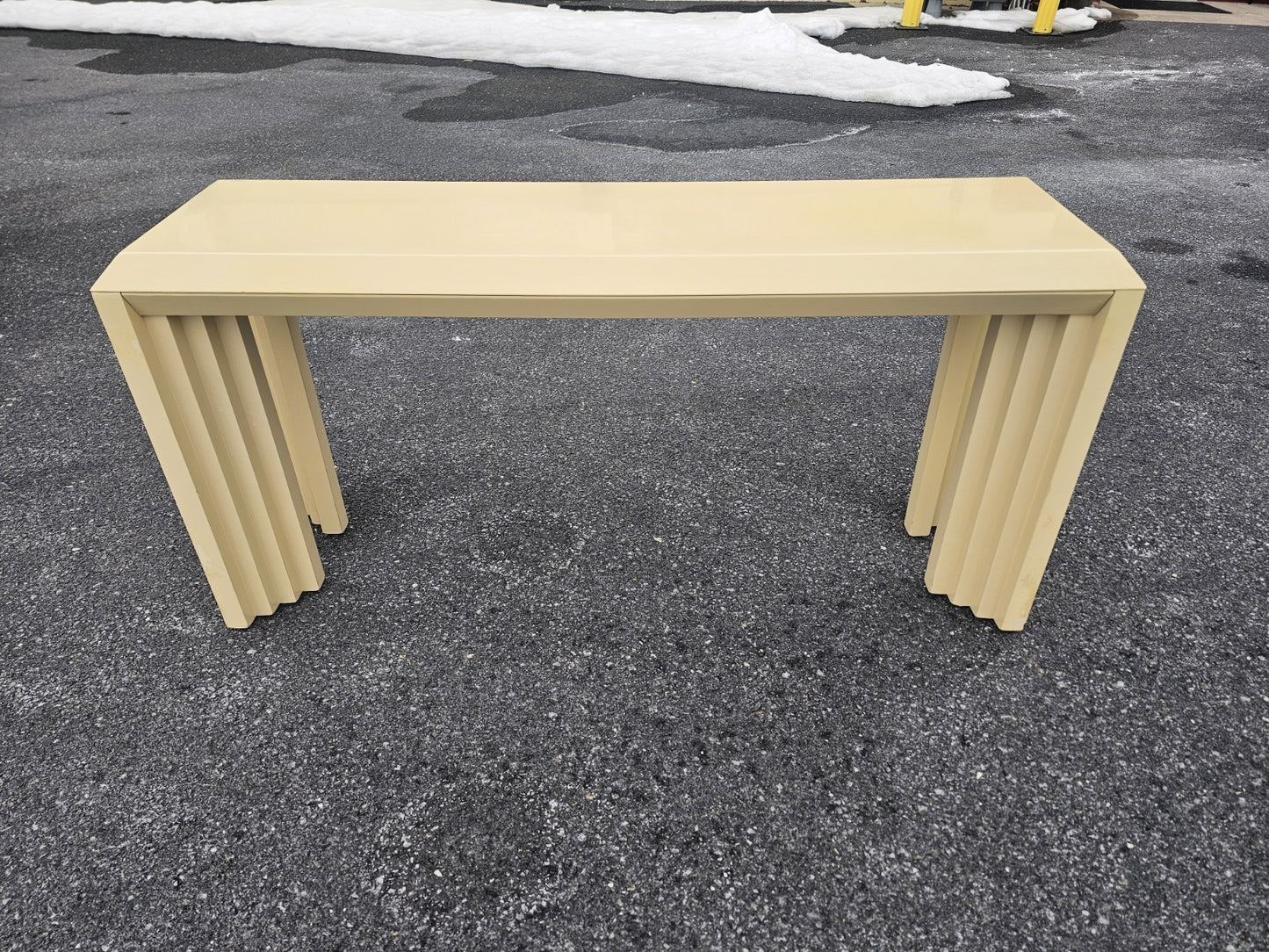 Vtg Post Modern Lacquered Console Table & Side Table Stool Pair Lane Furniture 