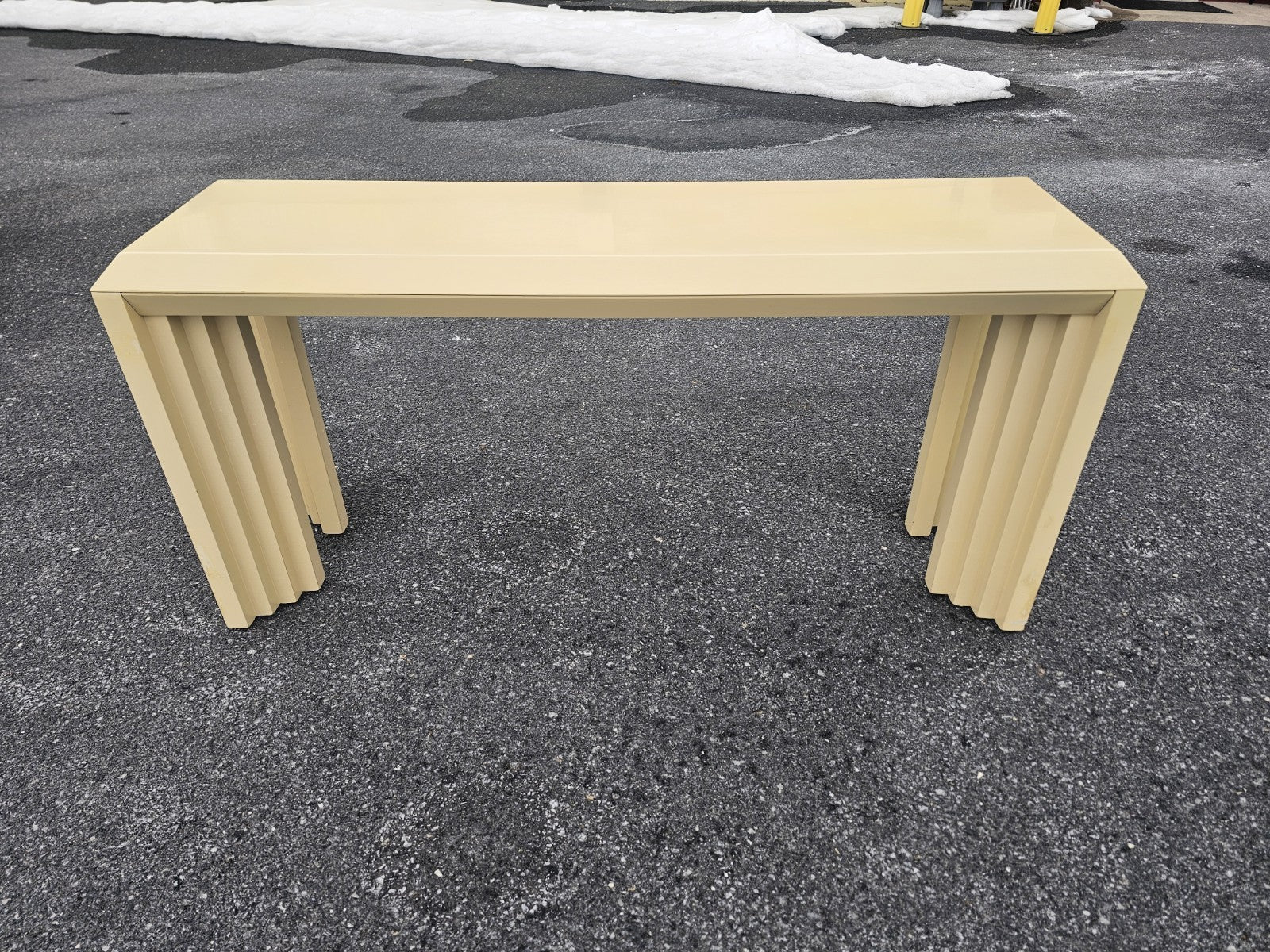 Vtg Post Modern Lacquered Console Table & Side Table Stool Pair Lane Furniture 