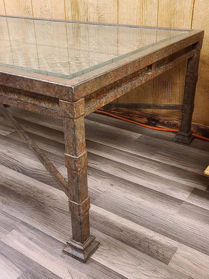 Hand Forged Wrought Iron Accent Table Reclaimed 18th Century Strap Shutter