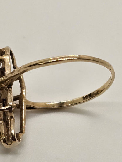 Vtg 10k Yellow Gold Ring With 2 Oval Opals Size 6.5-7, 1.99 Grams Cocktail Ring