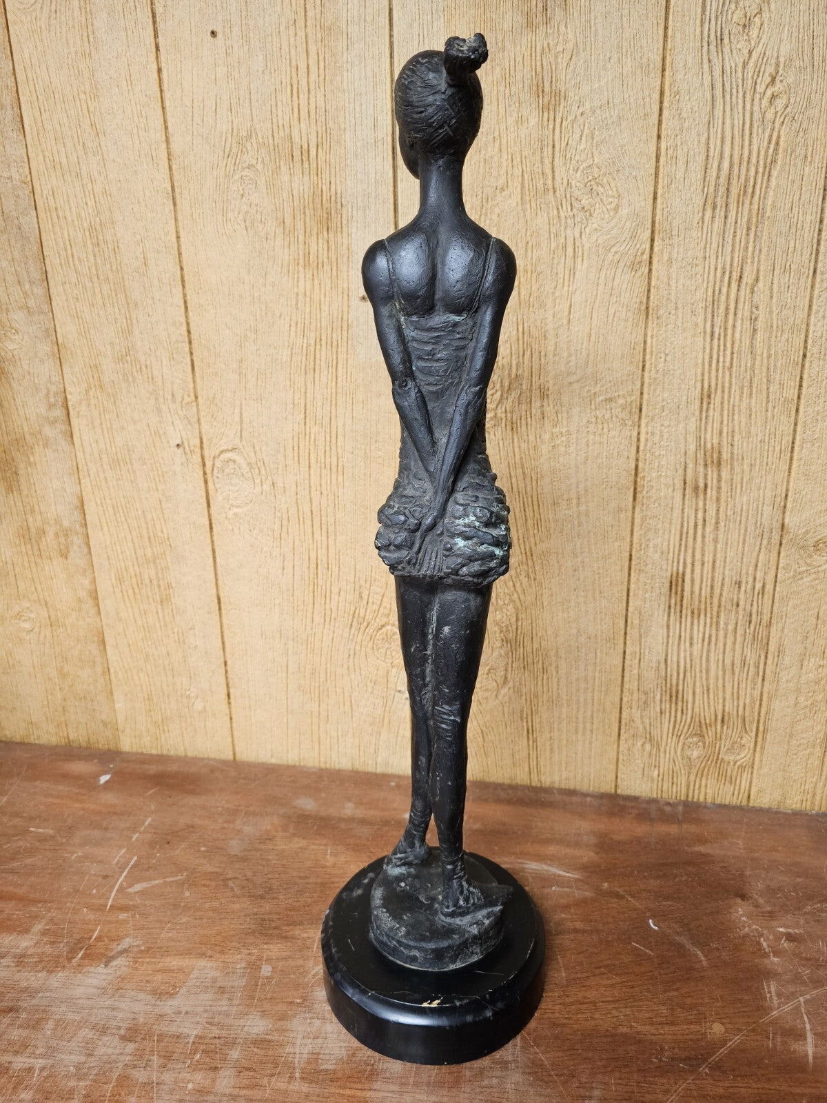 Vtg MCM Modernist Figural Bronze By Pino Conte Italian Standing Ballerina 28.5" 