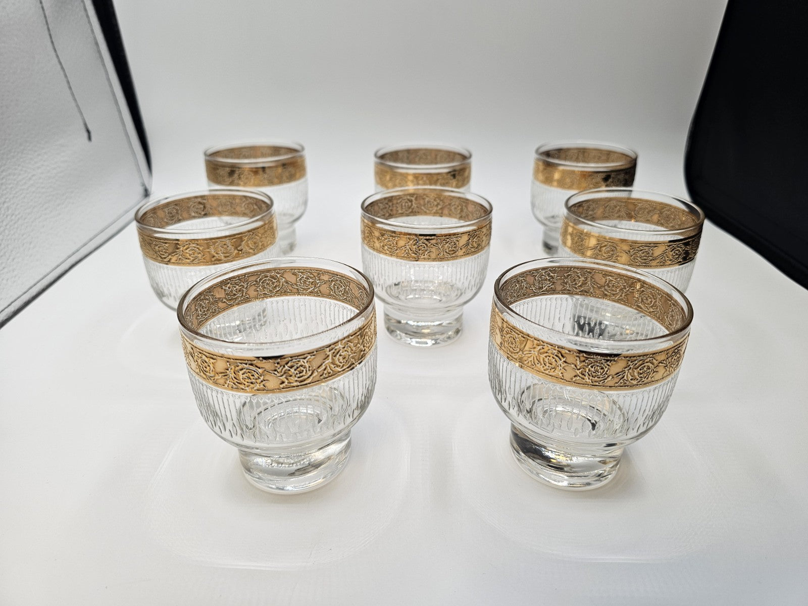 Vtg MCM Culver Gold Rim Tyrol Hollywood Regency Cocktail Pitcher & Glasses