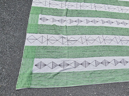 Vtg Unique Large Blanket 106 Inch X 91 Inches Hand Stitched? Tribal? 