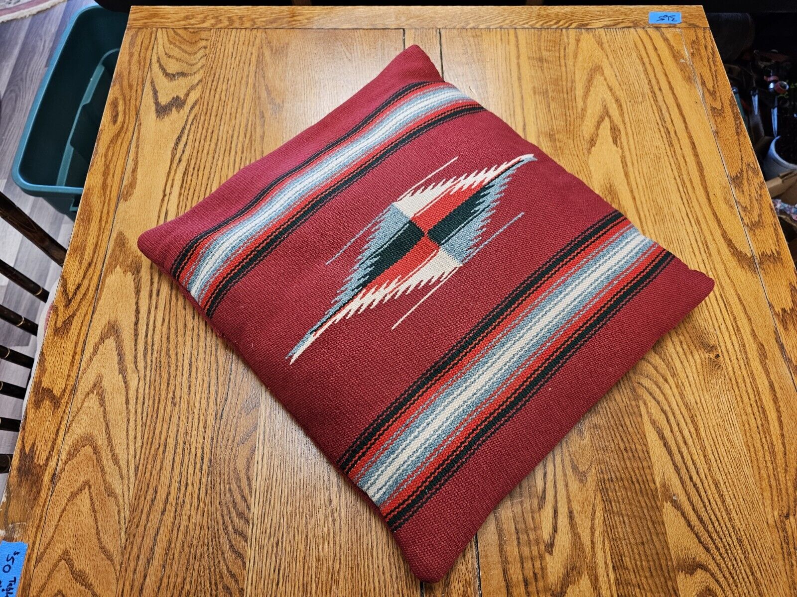 Vintage Native American Hand Stitched Throw Pillow Red Southwest Style 19" X 17"