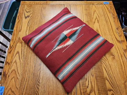 Vintage Native American Hand Stitched Throw Pillow Red Southwest Style 19" X 17"