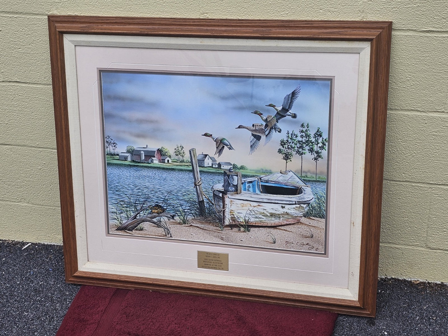Original Oil On Board Painting Of Green Winged Teal Ducks Chesapeake Bay Area MD