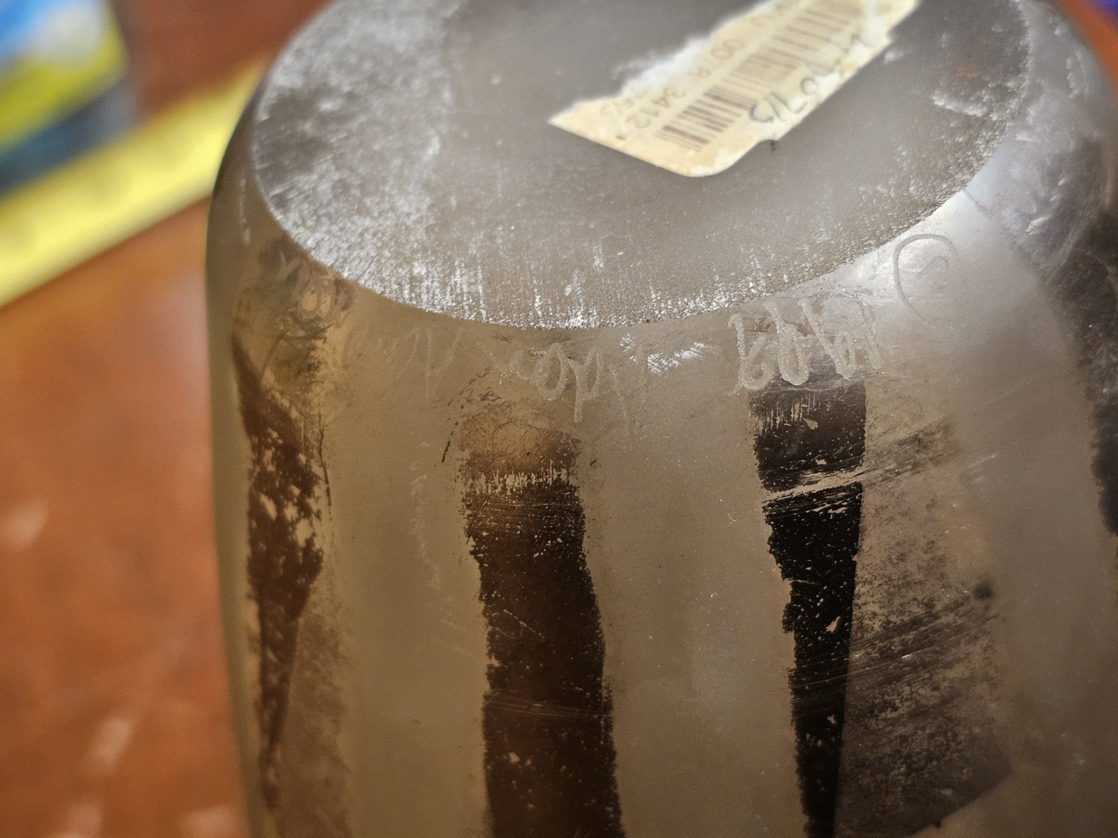 Adam Aaronson? Art Studio Smokey Glass Vase Signed 10 In Tall Silver Metallics
