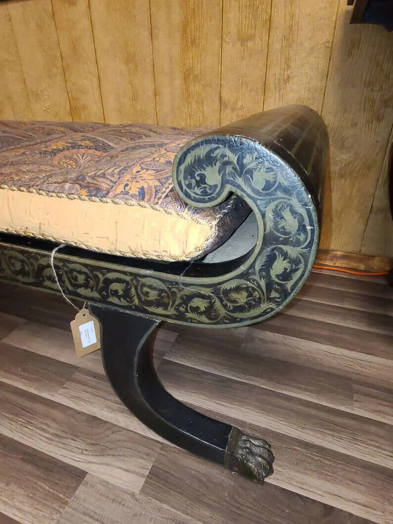 Antique 19th Century Bed Bench with Silk Cushion Great Condition French Style