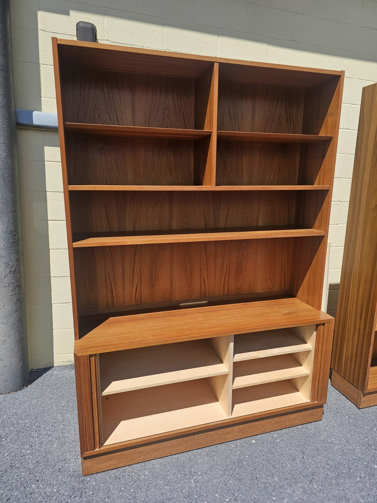 MCM Danish Teak Bookcases Shelving Modular By Poul Hundevad Tambour Doors