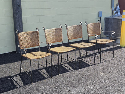 Ched Berenguer Topacio Rattan & Iron Strap Chairs W MCM McGuire Oak Table