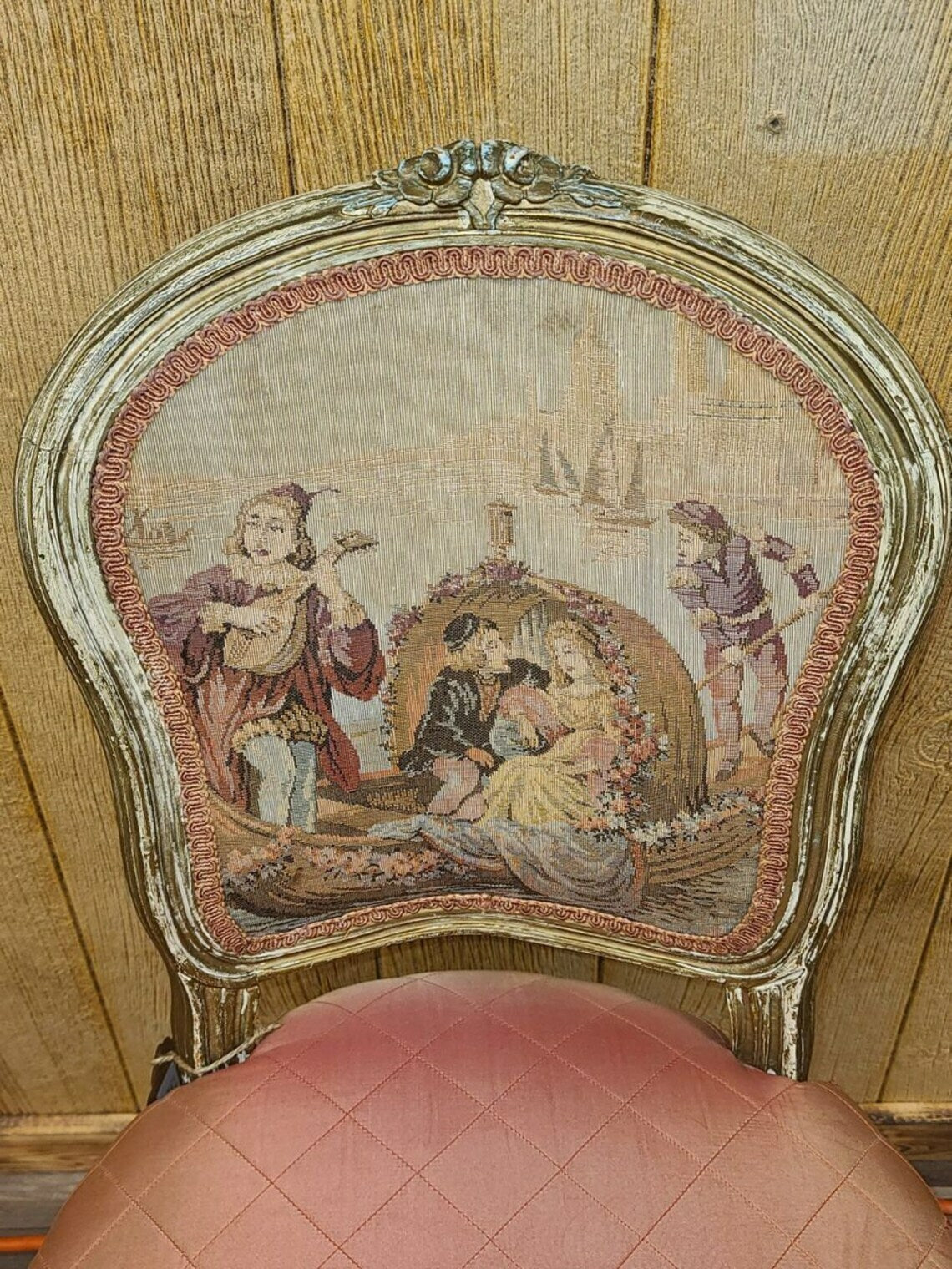 French Style Bedroom Chair with Needlepoint Back Local Pick Up