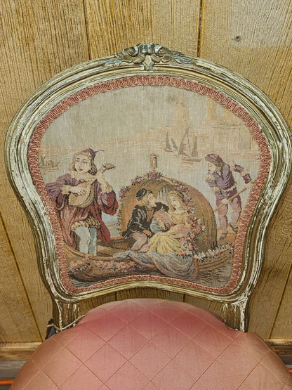 French Style Bedroom Chair with Needlepoint Back Local Pick Up
