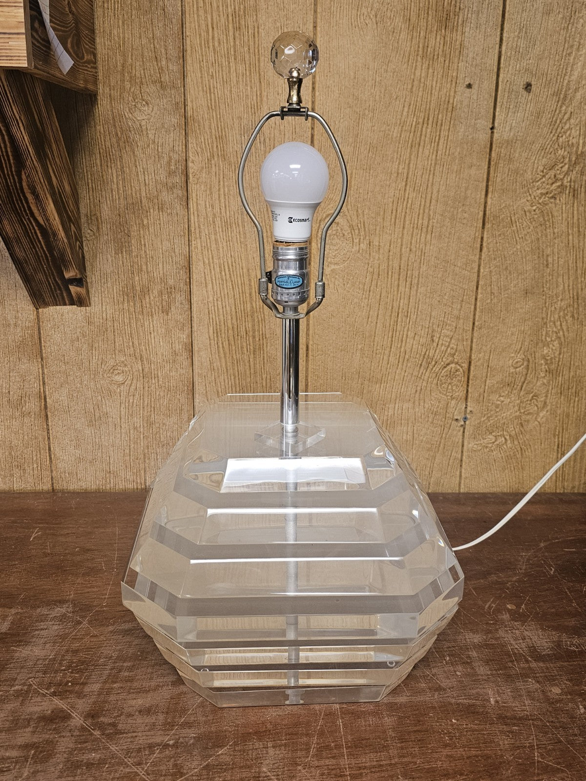 Post Modern Chunky Stacked Mobile Lucite Table Lamp George Bullio 23.5 In Tall