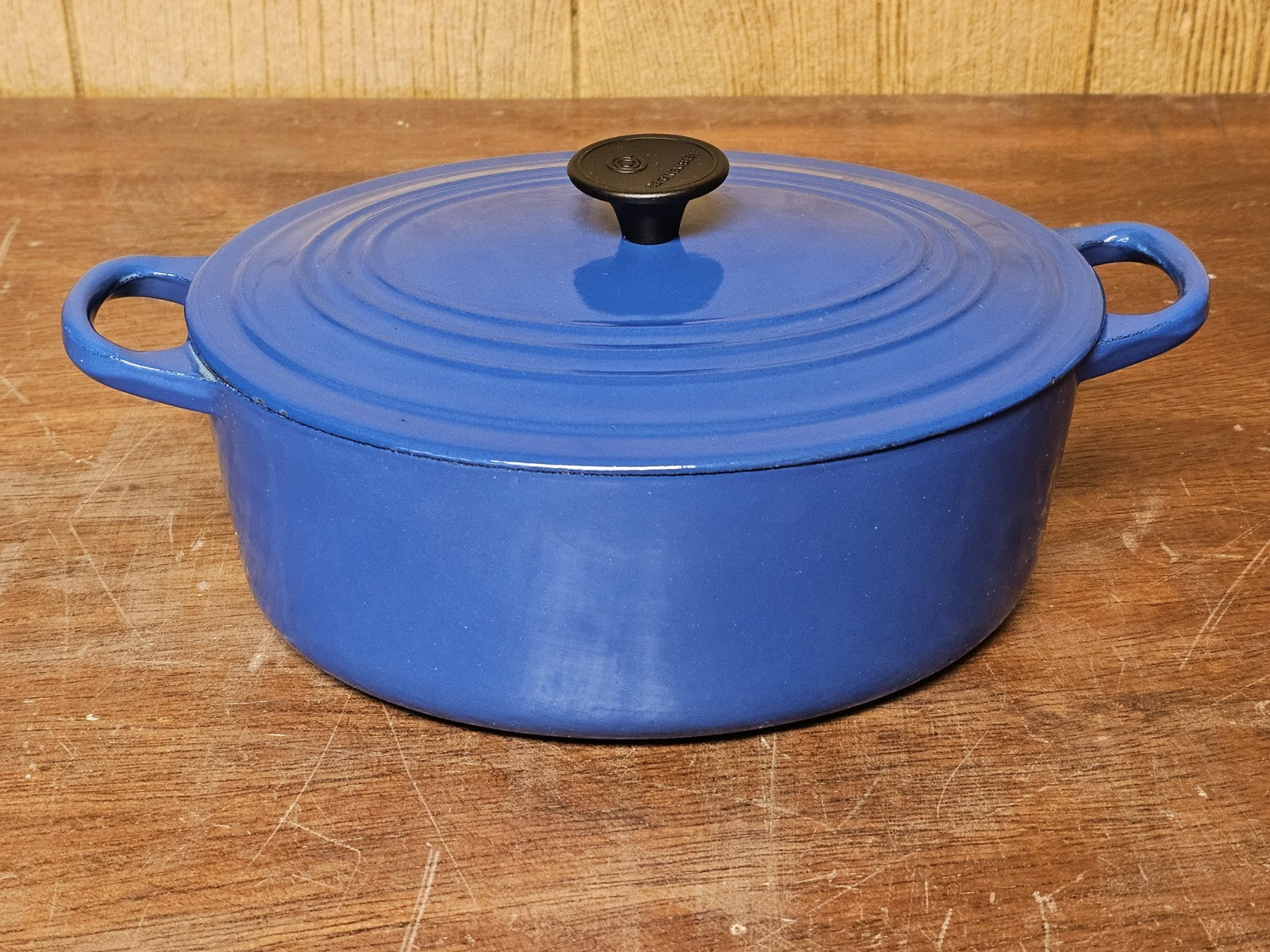 Le Creuset Enameled Cast Iron Signature Oval Casserole Blue Good Condition Used