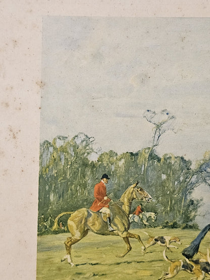 Vtg George Wright Fox Hunt Scene "Forrard Away" Print 1933
