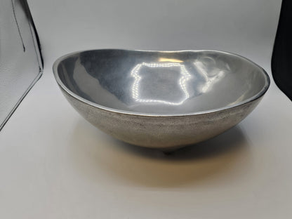 MCM Bruce Fox Design Aluminum Metal Biomorphic Footed Bowl 12.75 In