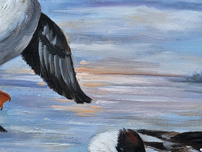 Original Oil On Canvas Painting Of Bufflehead Ducks Chesapeake Bay Area MD