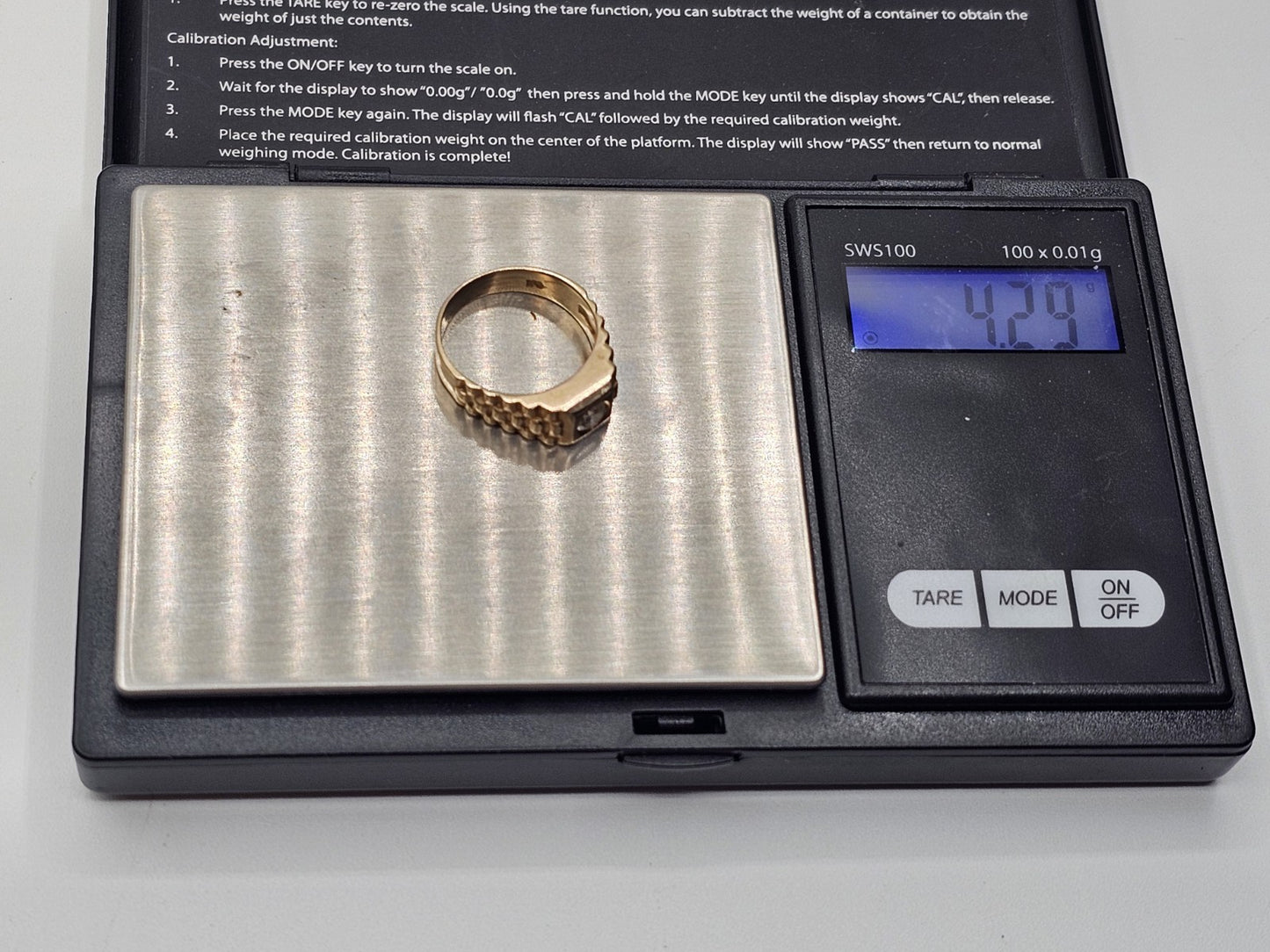 Vtg 14K Yellow Gold & Diamond? Rolex Style Ring 4.2 Grams Size 6.5
