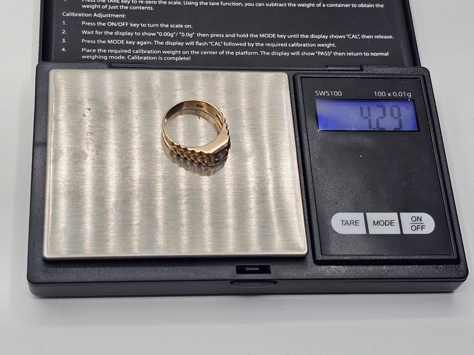 Vtg 14K Yellow Gold & Diamond? Rolex Style Ring 4.2 Grams Size 6.5